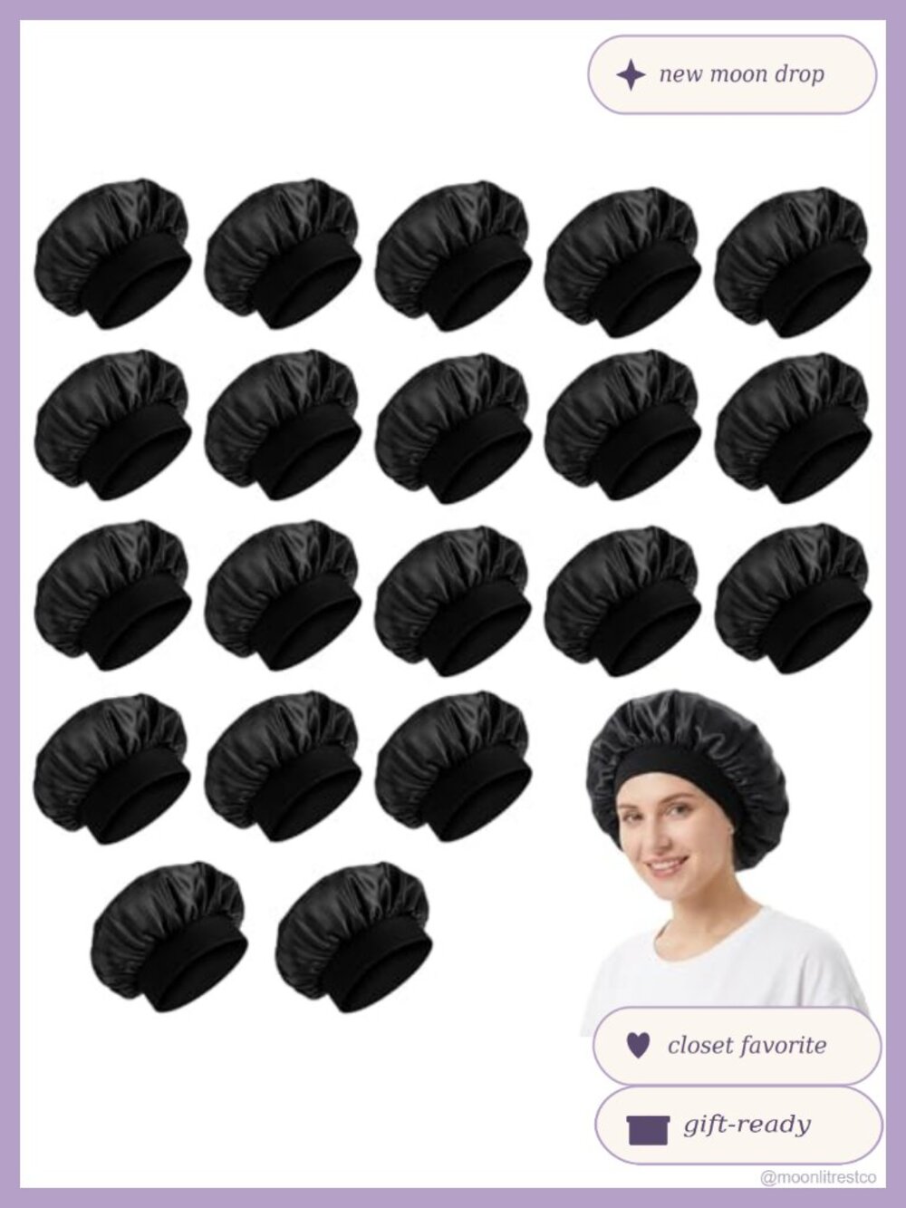 20 Pack Satin Hair Bonnets Sleep Cap Elastic Band Curly Hair Protection